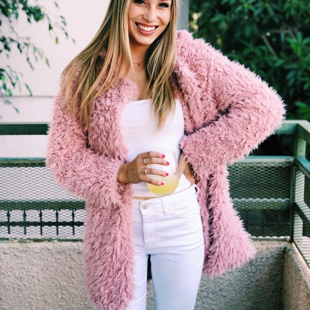 Pink Fluffy Coat Size M